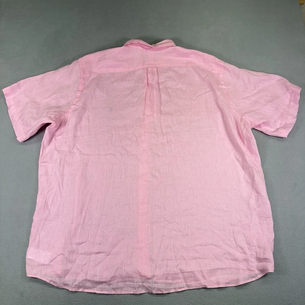Polo Ralph Lauren 2XB Big Tall 100% Linen Shirt Pink Short Sleeve NWT $138